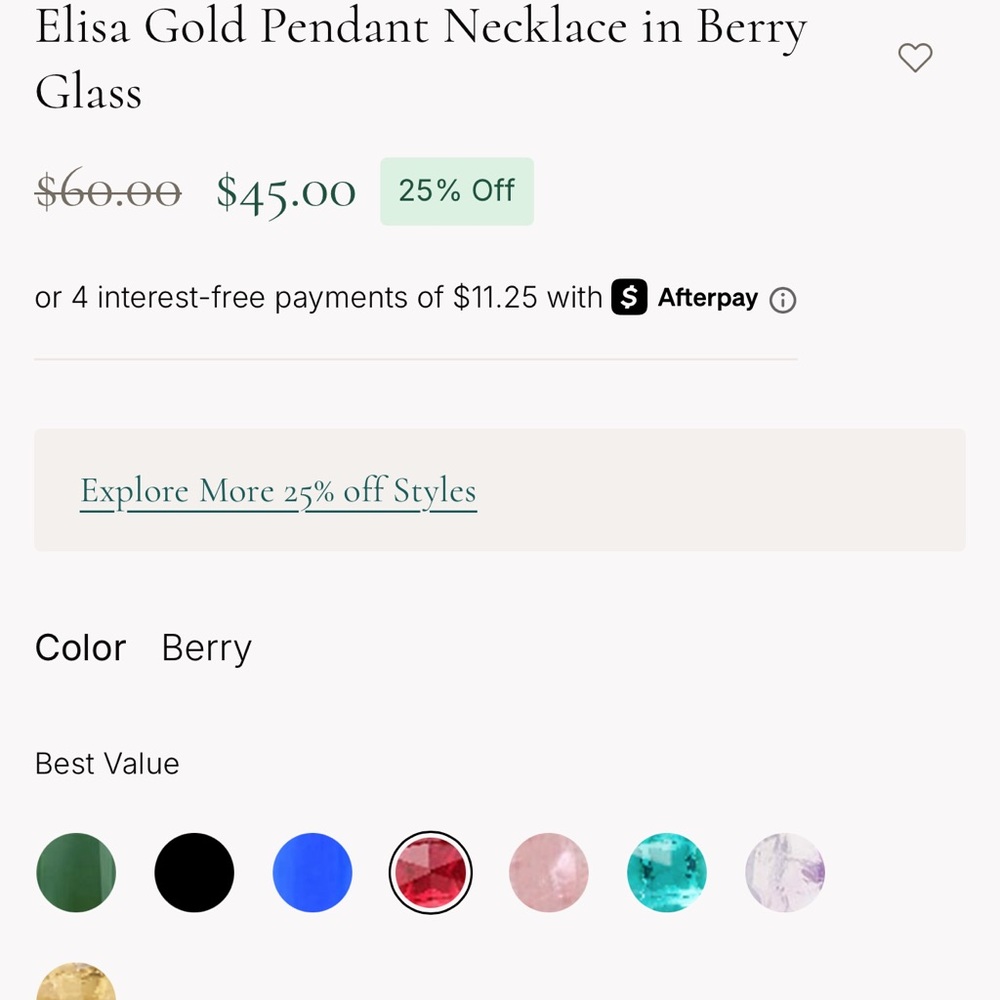 Kendra Scott Gold Elisa Necklace with Berry Glass Pendant - Picture 3 of 3
